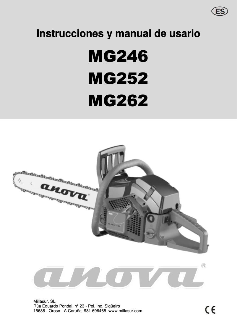 Page 1 de la notice Manuel utilisateur Anova MG262