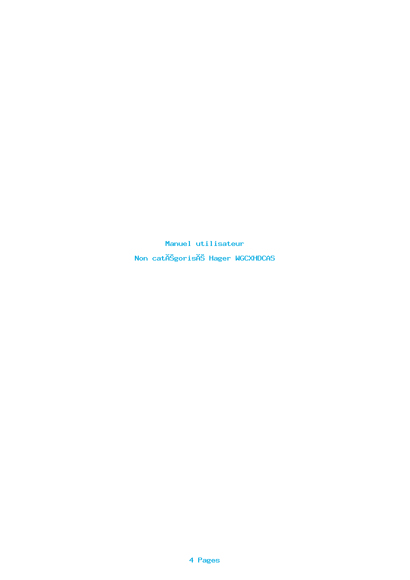 Page 1 de la notice Manuel utilisateur Hager WGCXHDCAS
