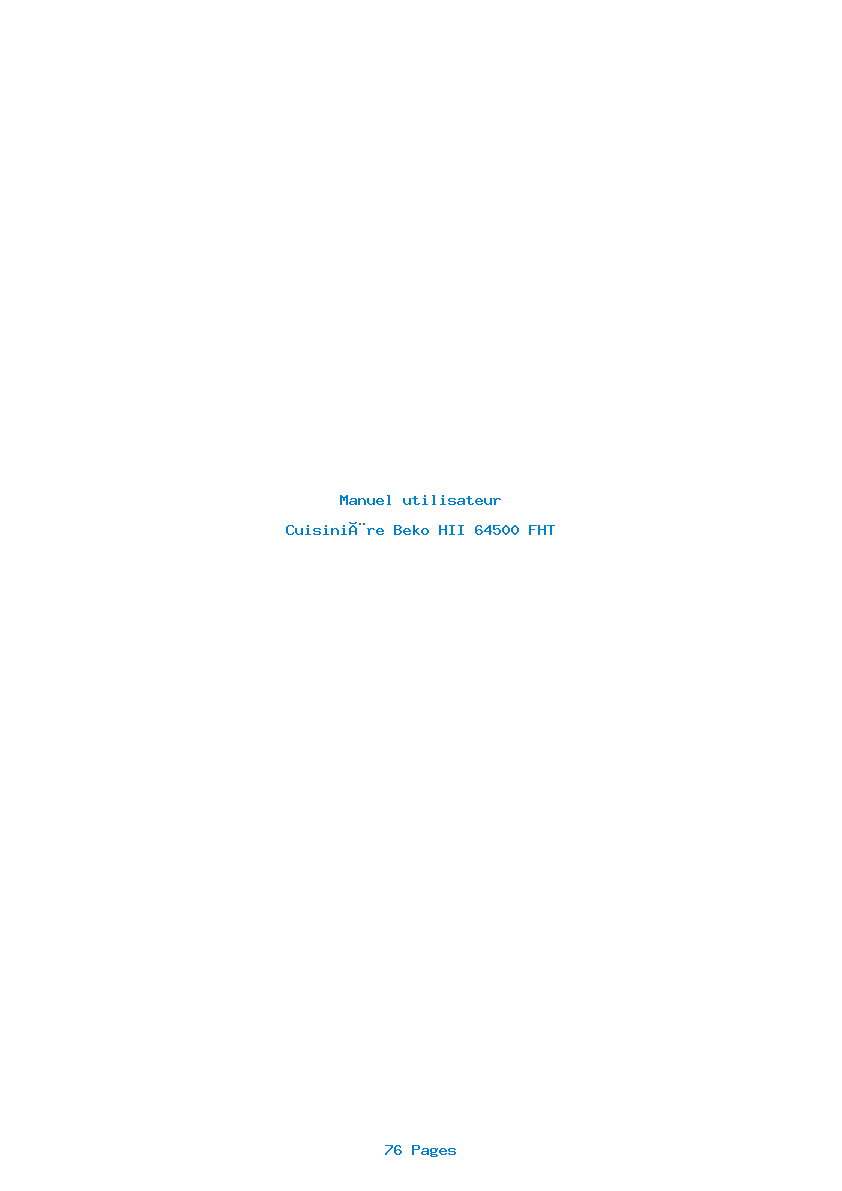 Page 1 de la notice Manuel utilisateur Beko HII 64500 FHT