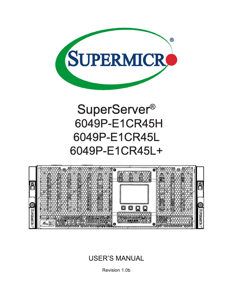 Page 1 de la notice Manuel utilisateur Supermicro SuperStorage 6049P-E1CR45L+