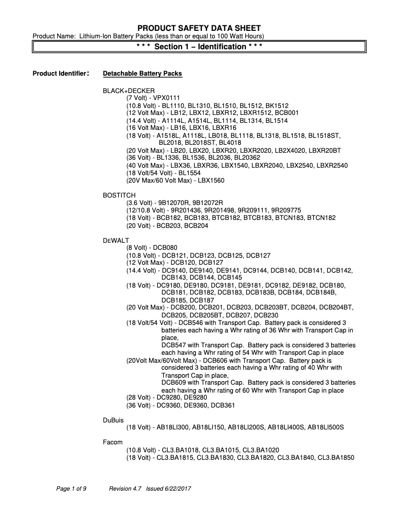 Page 1 de la notice Instructions de sécurité Klein Tools BAT20-7161