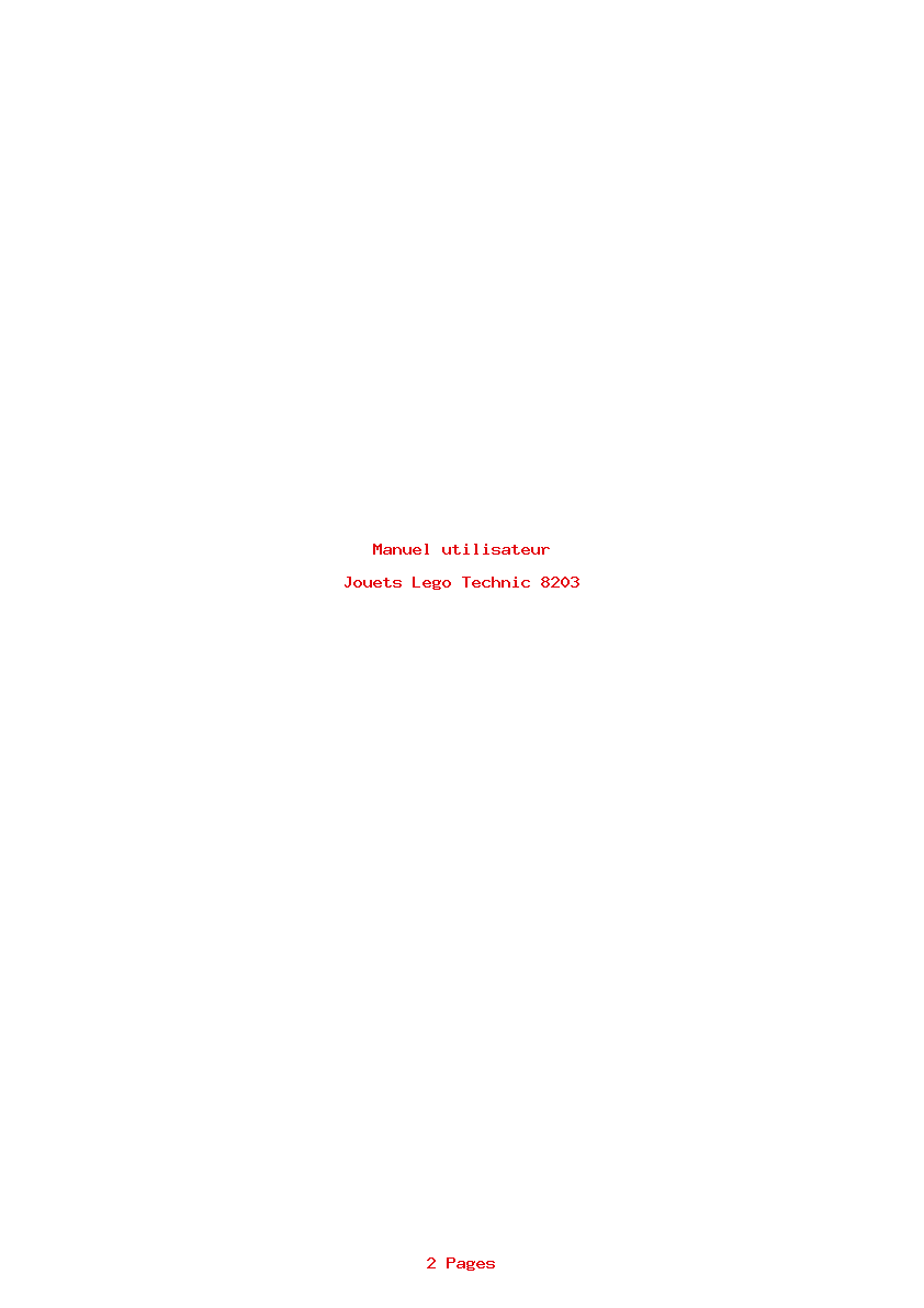 Page 1 de la notice Manuel utilisateur Lego Technic 8203