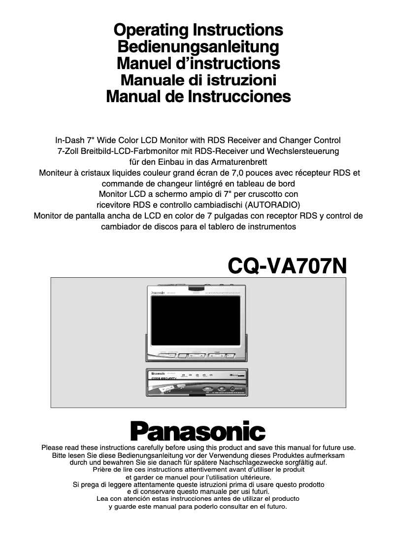 Página 1 del manual Manual de usuario Panasonic CQ-VA707