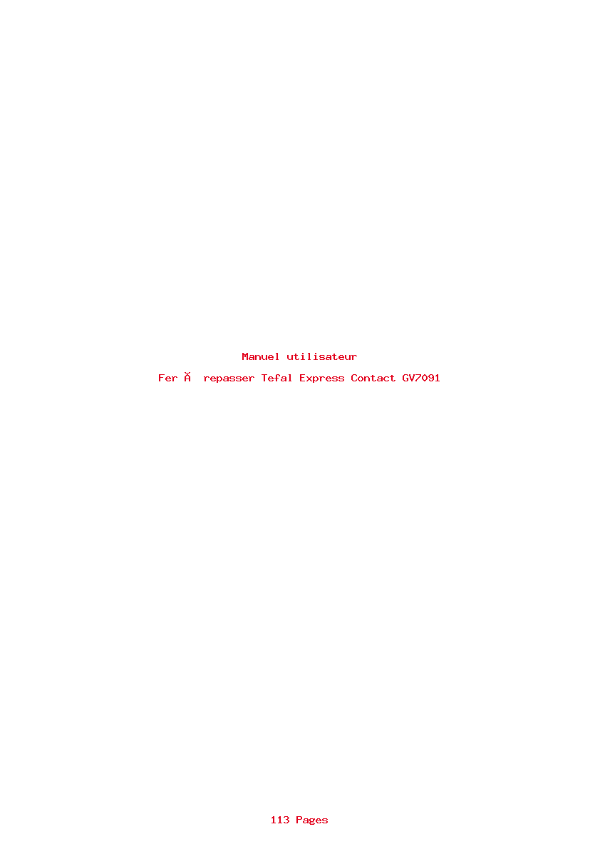 Page 1 de la notice Manuel utilisateur Tefal Express Contact GV7091
