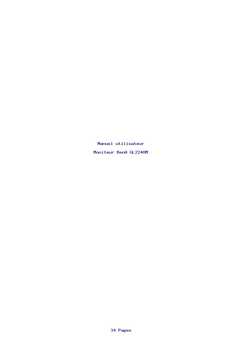 Page 1 de la notice Manuel utilisateur BenQ GL2240M
