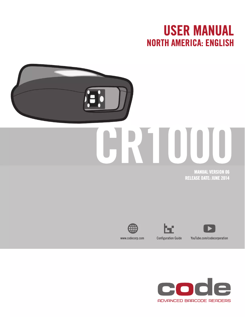 Page 1 de la notice Manuel utilisateur Code Reader 1000