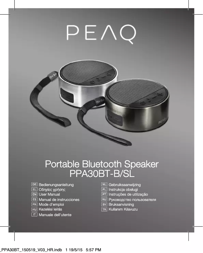 Page 1 de la notice Manuel utilisateur PEAQ PPA30BT