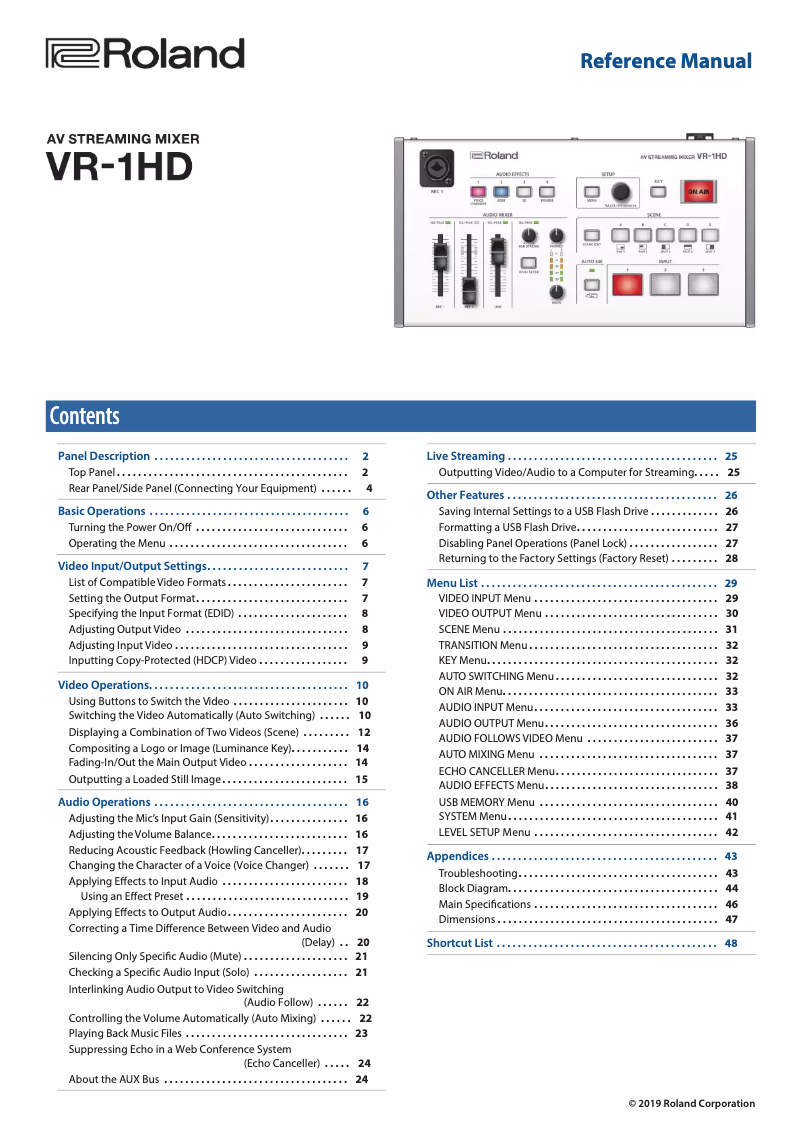 Page 1 de la notice Manuel utilisateur Roland VR-1HD