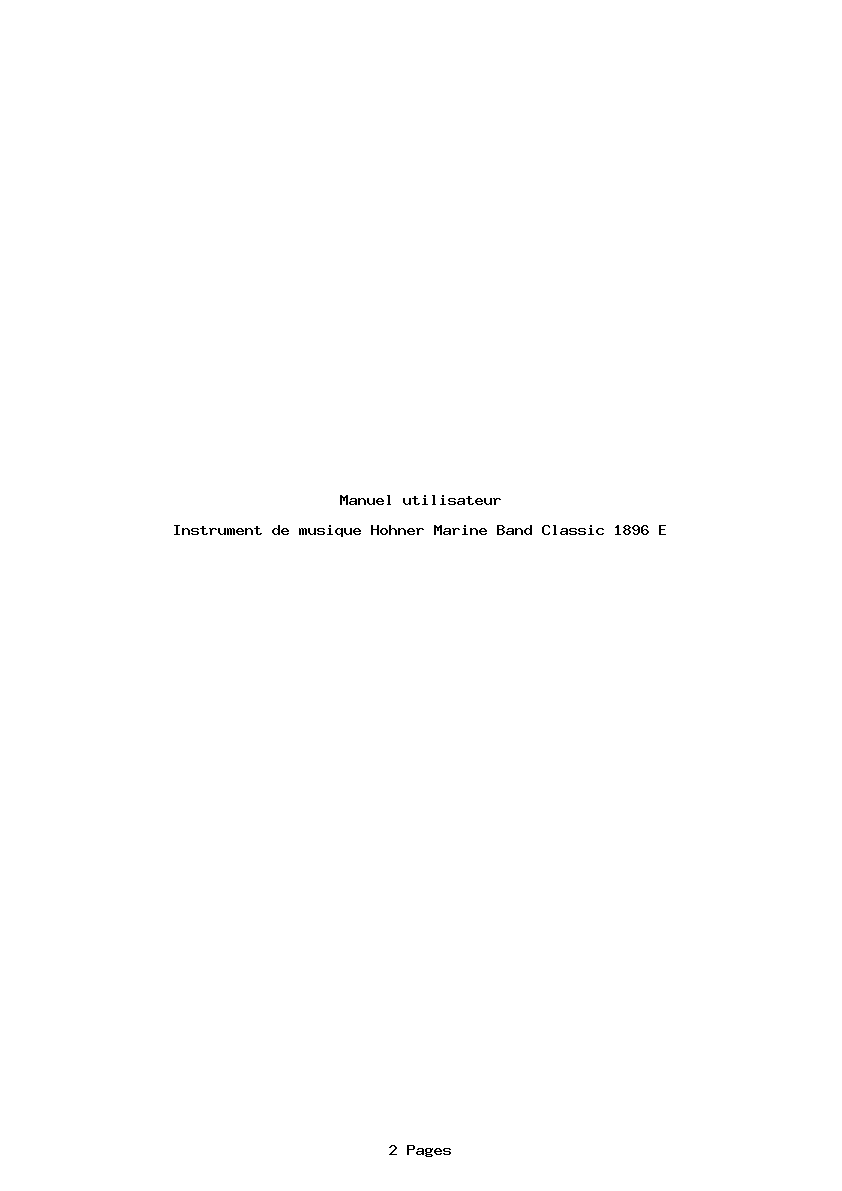Page 1 de la notice Manuel utilisateur Hohner Marine Band Classic 1896 E