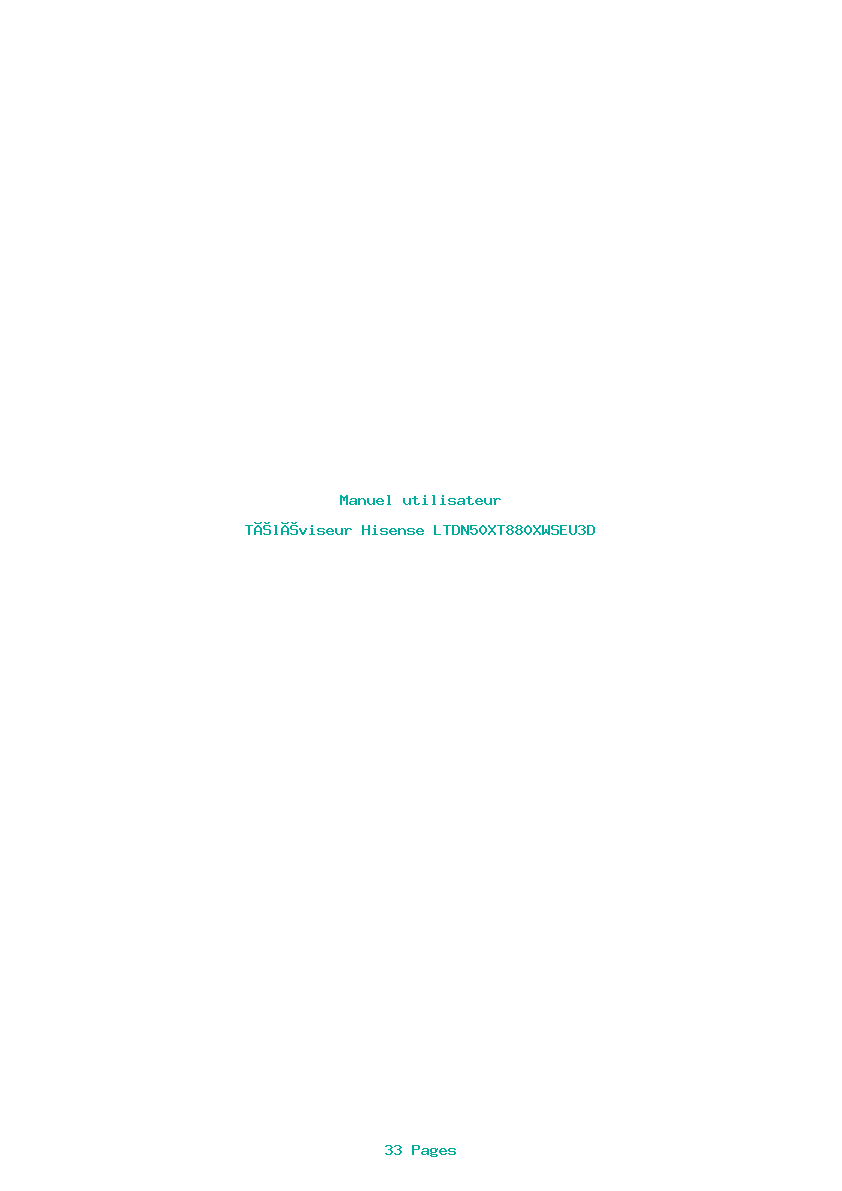 Page 1 de la notice Manuel utilisateur Hisense LTDN50XT880XWSEU3D