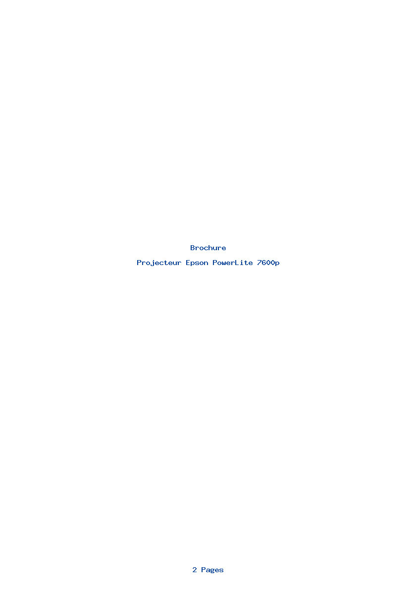 Page 1 de la notice Brochure Epson PowerLite 7600p