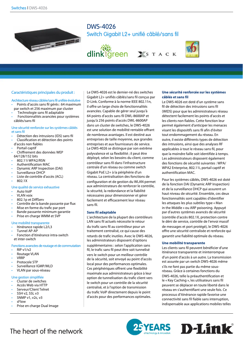 Página 1 del manual Ficha técnica D-Link DWS-4026