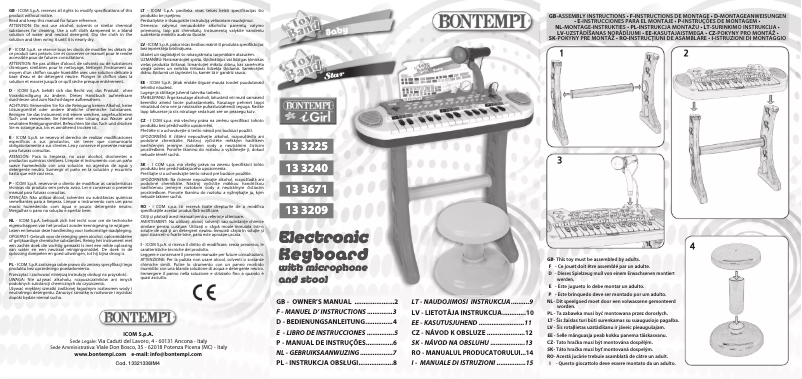 Page 1 de la notice Manuel utilisateur Bontempi 13 3240