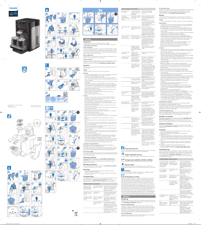 Page n°1 - Manuel utilisateur Philips Quadrante HD7868