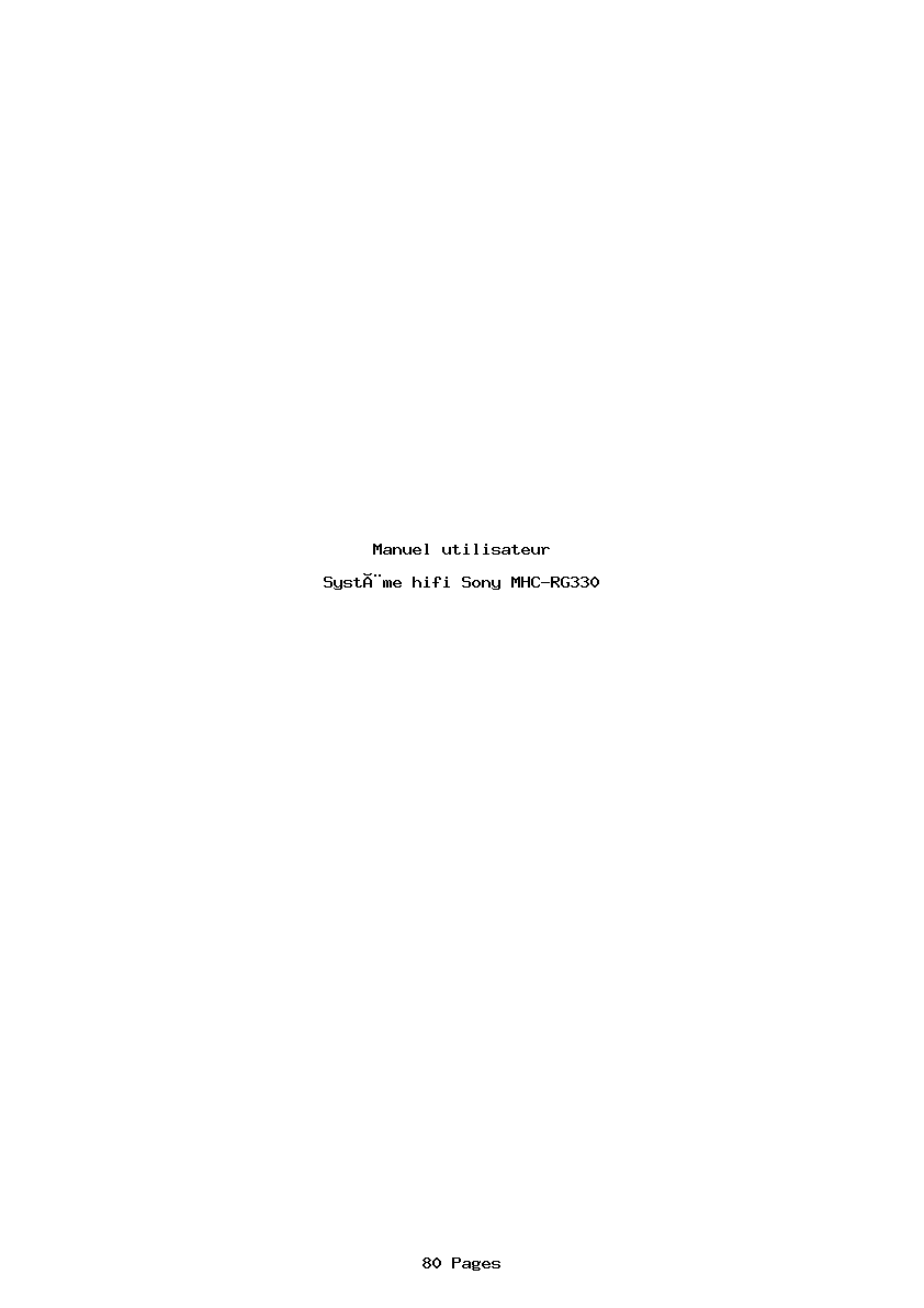 Page 1 de la notice Manuel utilisateur Sony MHC-RG330