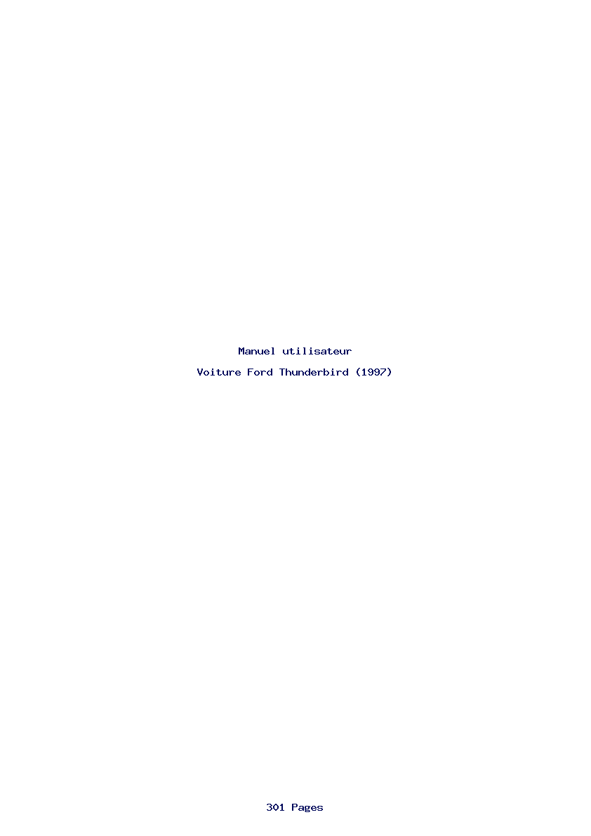 Page 1 de la notice Manuel utilisateur Ford Thunderbird (1997)