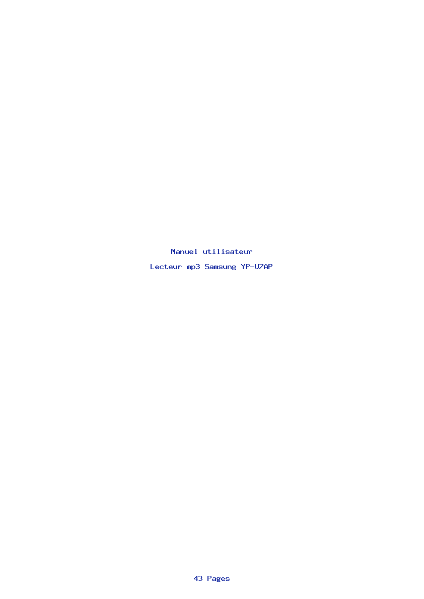 Page 1 de la notice Manuel utilisateur Samsung YP-U7AP