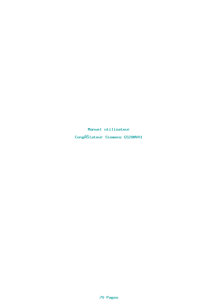 Page 1 de la notice Manuel utilisateur Siemens GS28NV01