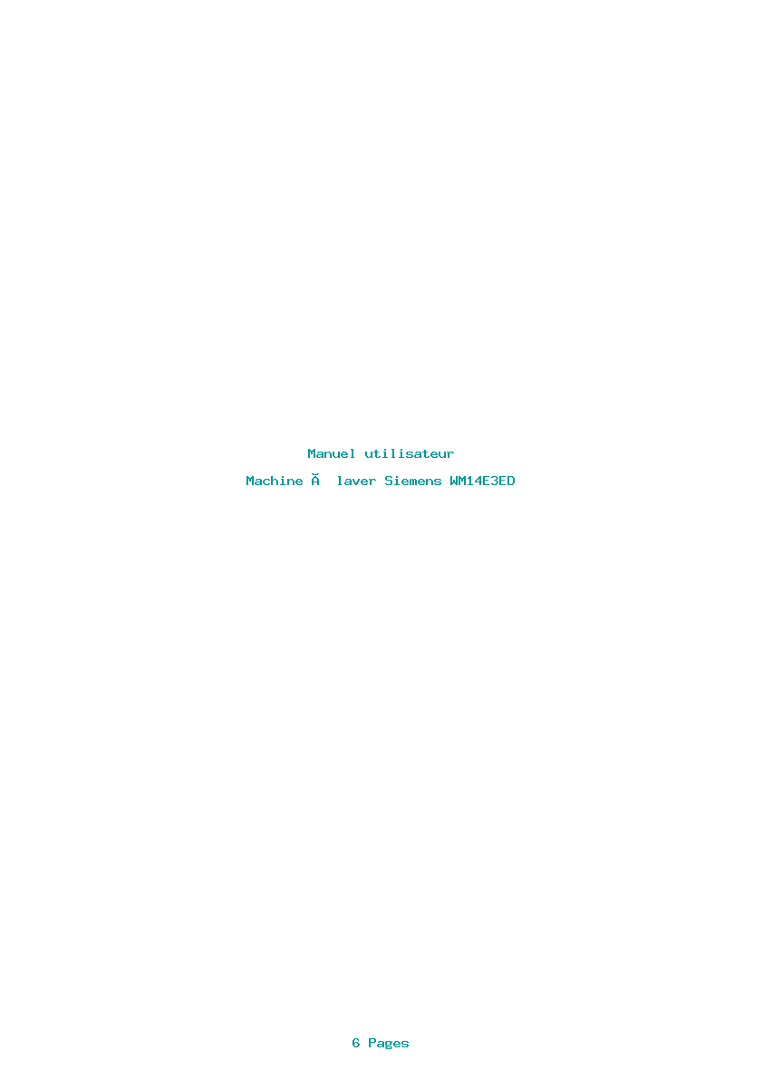 Page 1 de la notice Manuel utilisateur Siemens WM14E3ED
