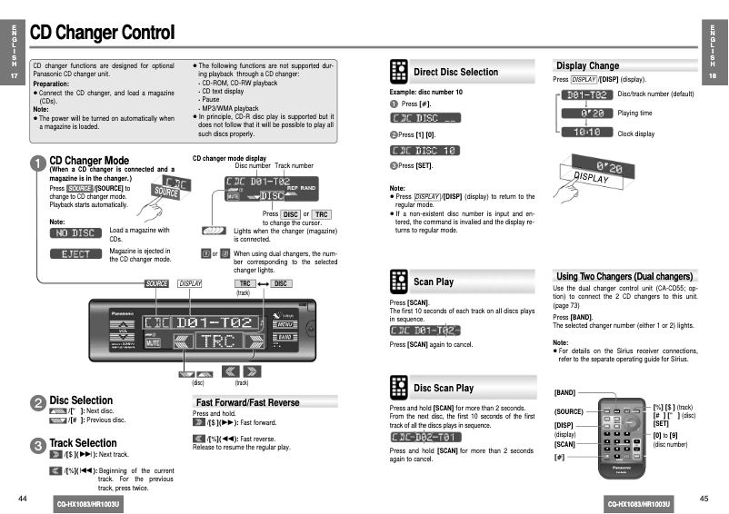 Página 1 del manual Manual de usuario Panasonic CQ-HR1003U