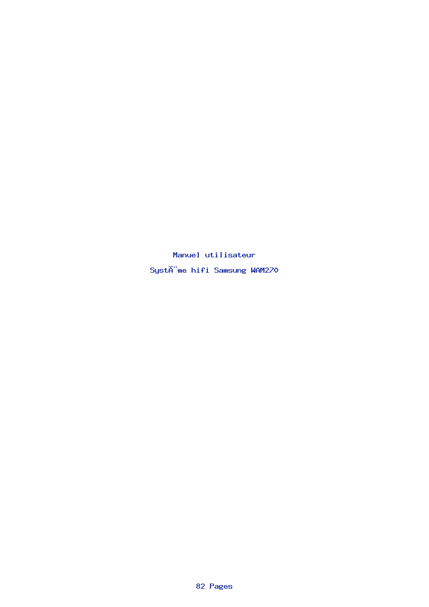 Page 1 de la notice Manuel utilisateur Samsung WAM270