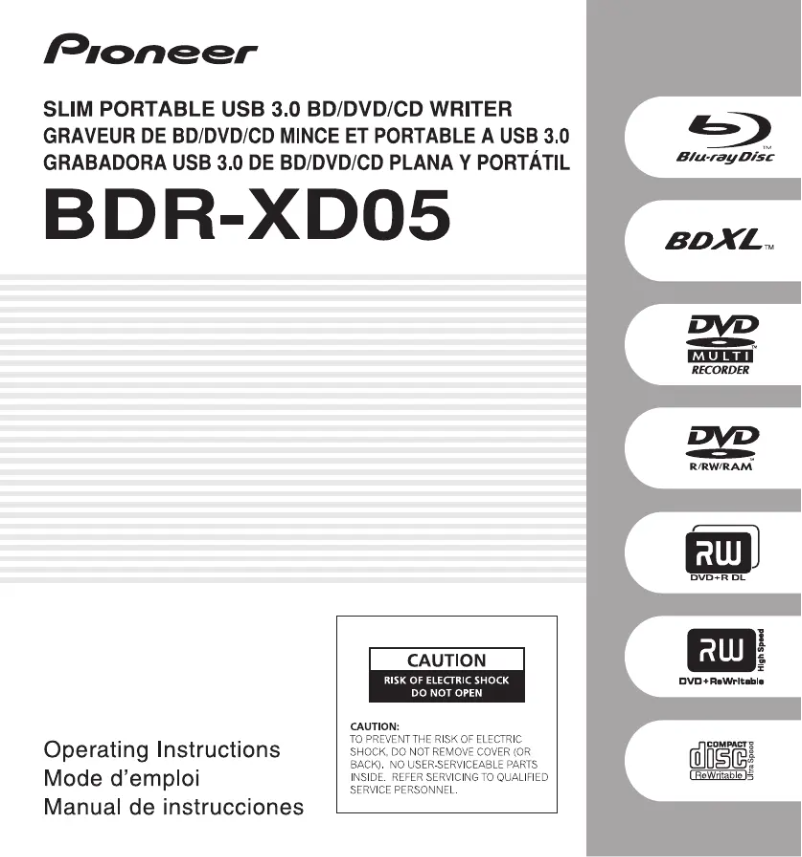 Página 1 del manual Manual de usuario Pioneer BDR-XD05