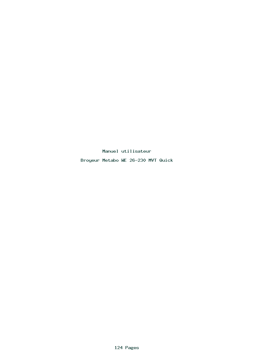 Page 1 de la notice Manuel utilisateur Metabo WE 26-230 MVT Quick
