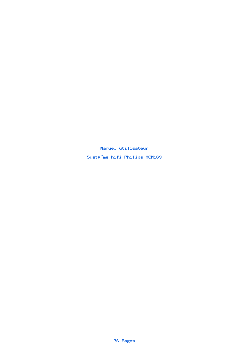 Page 1 de la notice Manuel utilisateur Philips MCM169