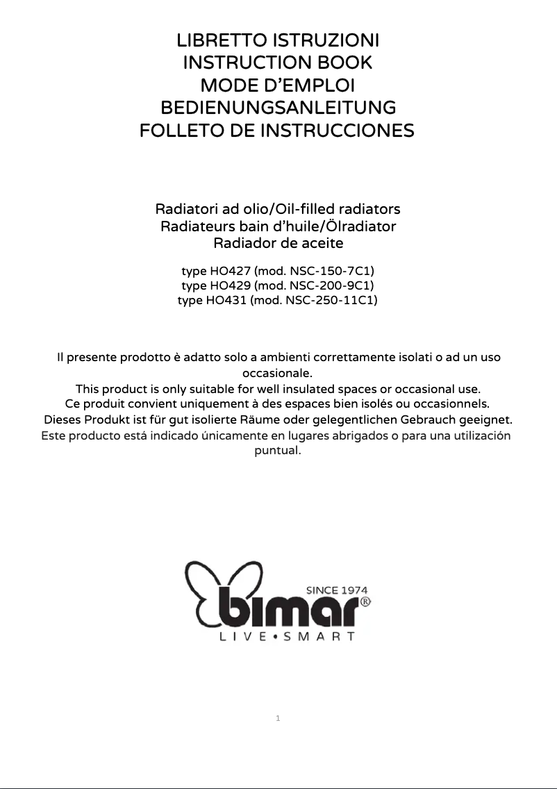 Page 1 de la notice Manuel utilisateur Bimar HO429