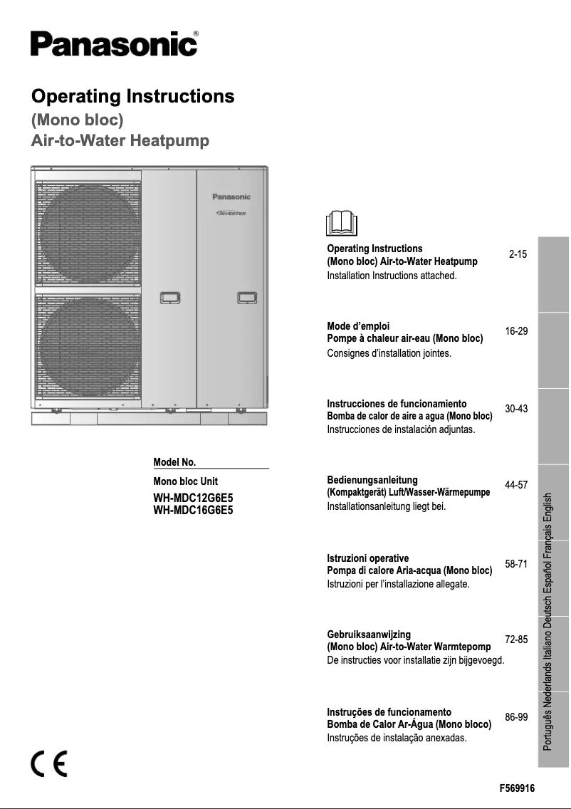 Página 1 del manual Manual de usuario Panasonic WH-MDC16G6E5
