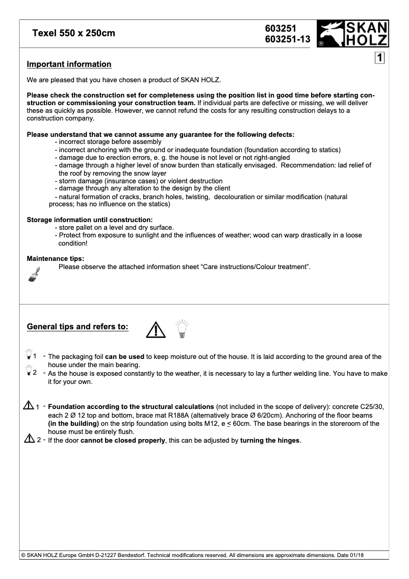 Page 1 of the manual User Manual Skan Holz Texel