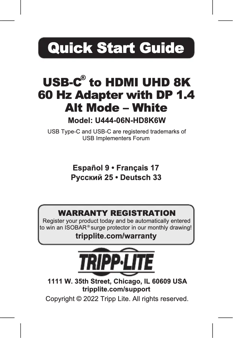 Page 1 de la notice Manuel utilisateur Tripp Lite U444-06N-HD8K6W