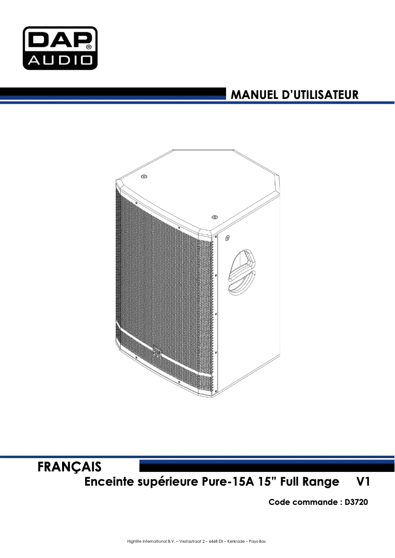 Page 1 de la notice Manuel utilisateur DAP-Audio Pure-15A
