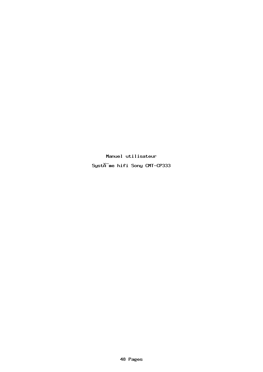 Page 1 de la notice Manuel utilisateur Sony CMT-CP333