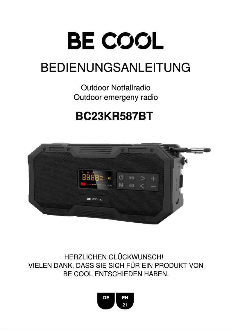 Page 1 de la notice Manuel utilisateur Be Cool BC23KR587BT