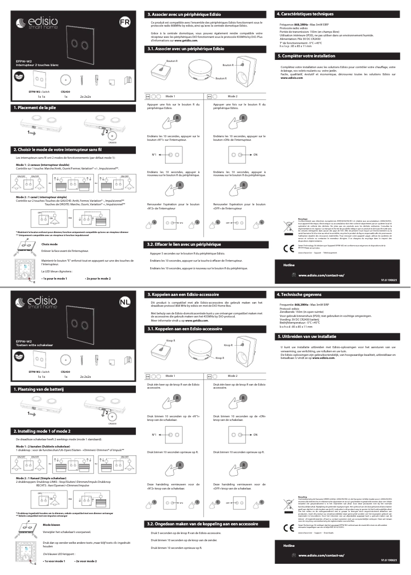 Page 1 de la notice Manuel utilisateur Edisio EFPW-W2