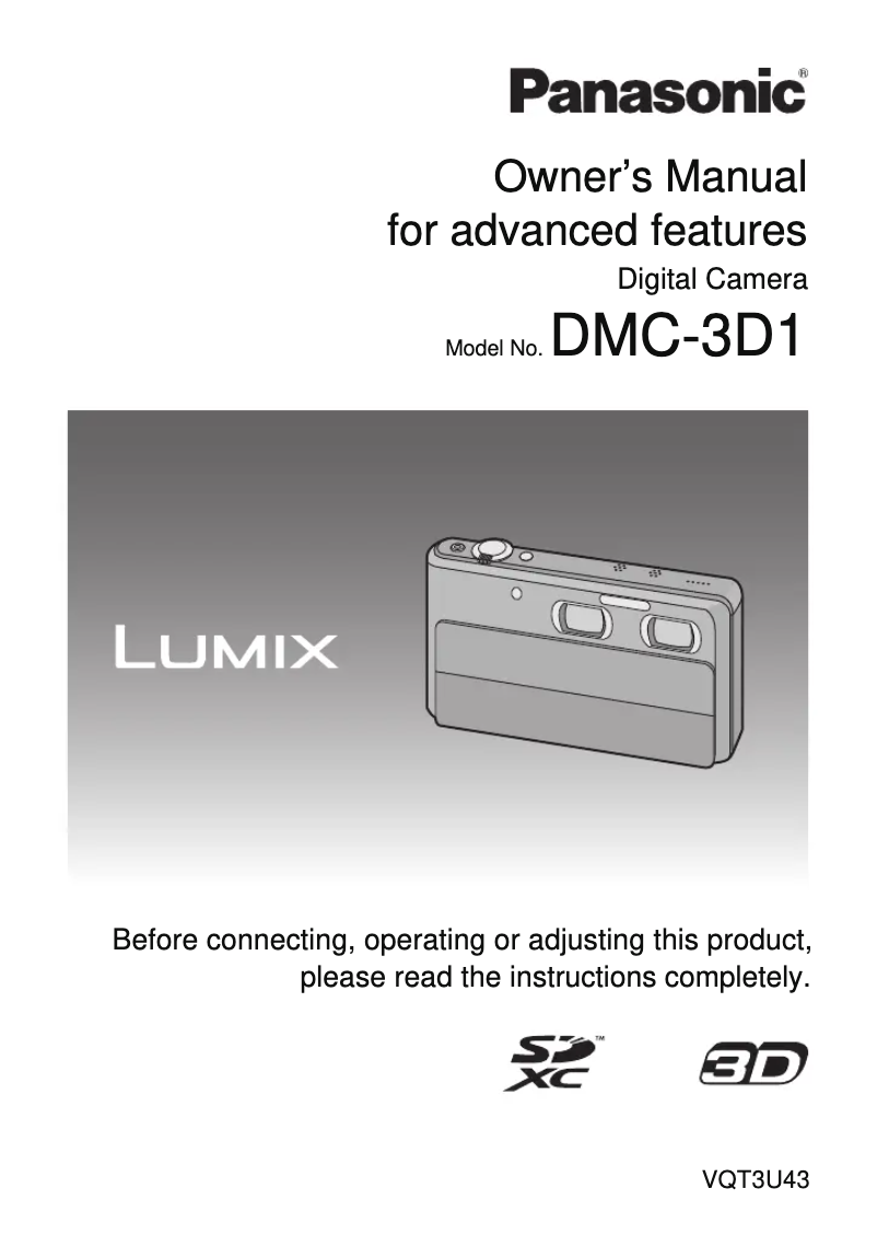 Página 1 del manual Manual de usuario Panasonic Lumix DMC-3D1