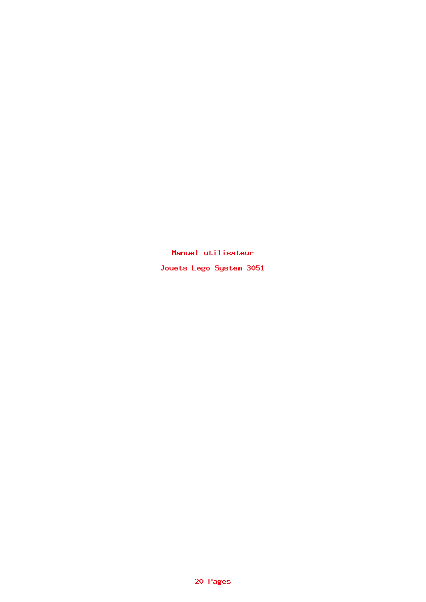 Page 1 de la notice Manuel utilisateur Lego System 3051