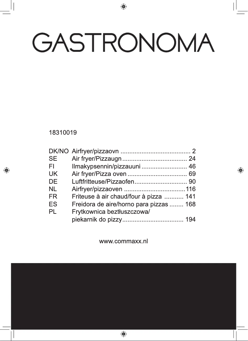 Page 1 de la notice Manuel utilisateur Gastronoma 18310019
