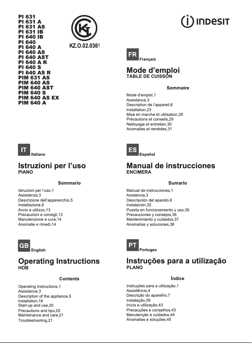 Página 1 del manual Manual de usuario Indesit PIM 631 AS (IX)