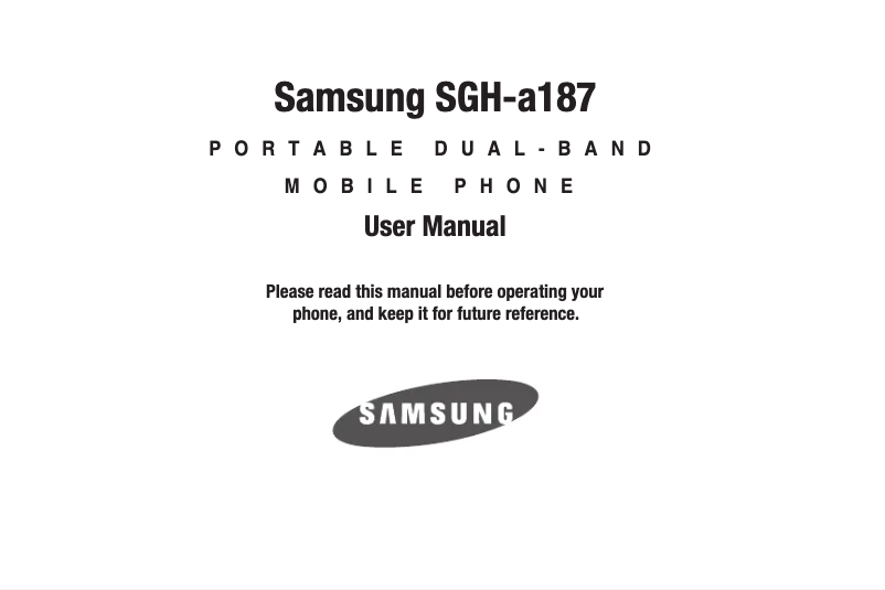 Page 1 de la notice Manuel utilisateur Samsung SGH-A187