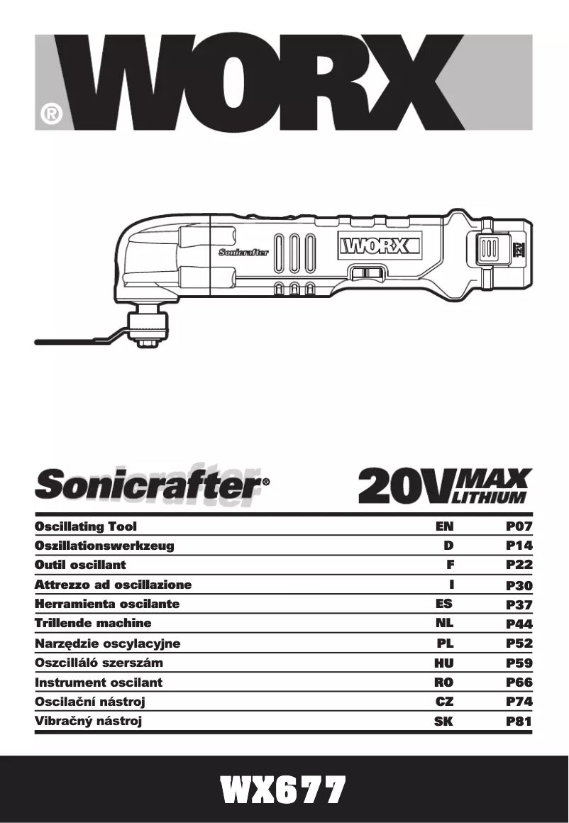 Page 1 de la notice Manuel utilisateur Worx WX677