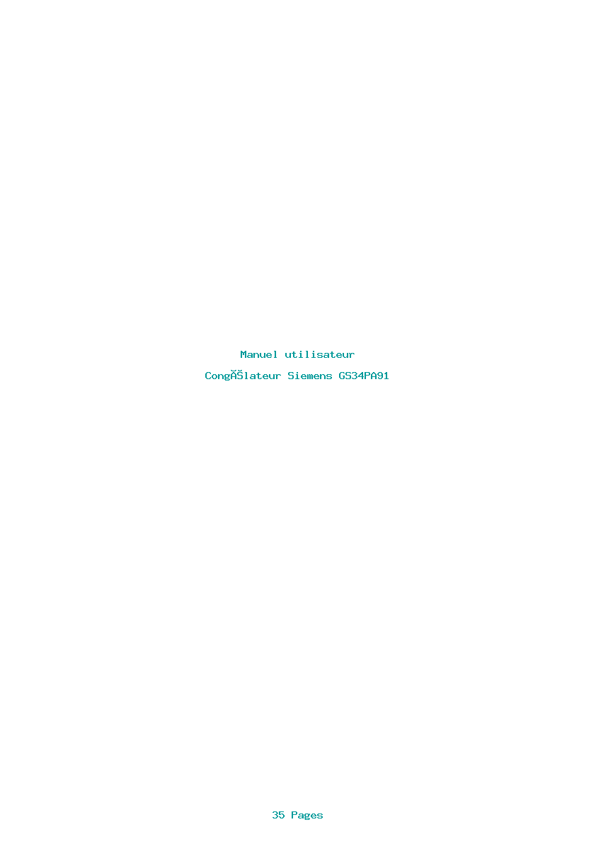 Page 1 de la notice Manuel utilisateur Siemens GS34PA91