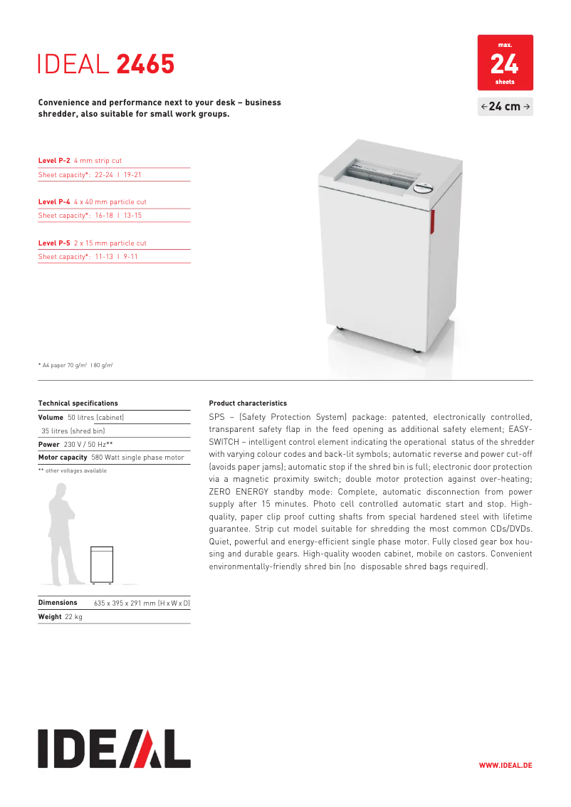 Página 1 del manual Ficha técnica Ideal 2465 CC