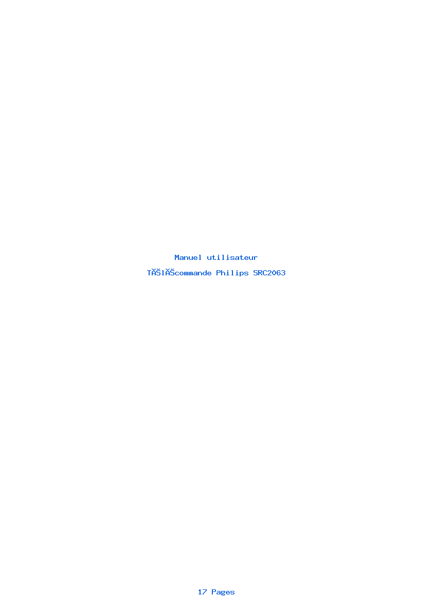 Page 1 de la notice Manuel utilisateur Philips SRC2063