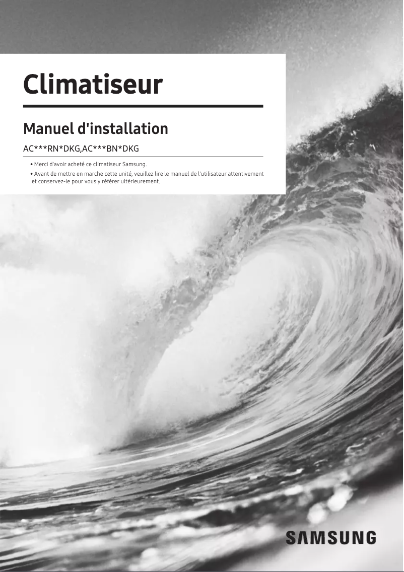 Page 1 de la notice Guide d'installation Samsung AC035BNLDKG