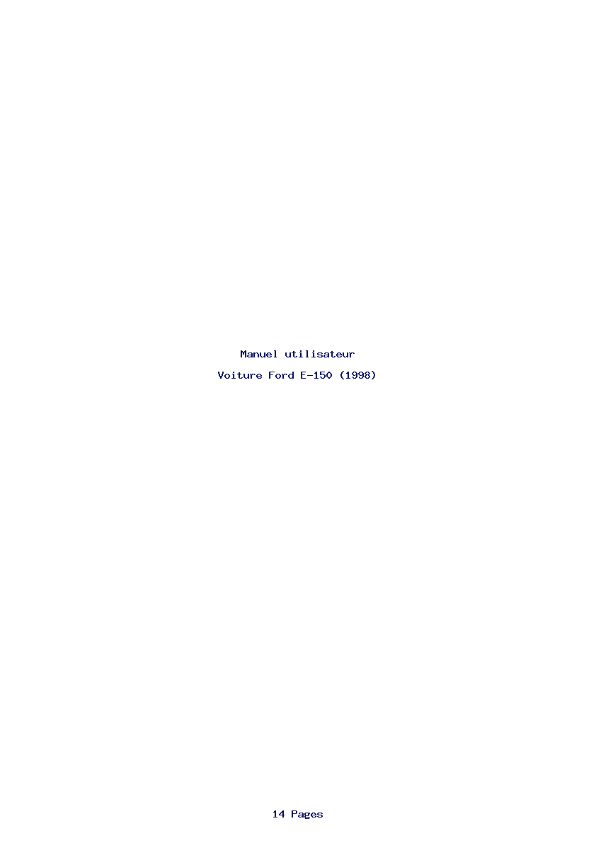 Page 1 de la notice Manuel utilisateur Ford E-150 (1998)