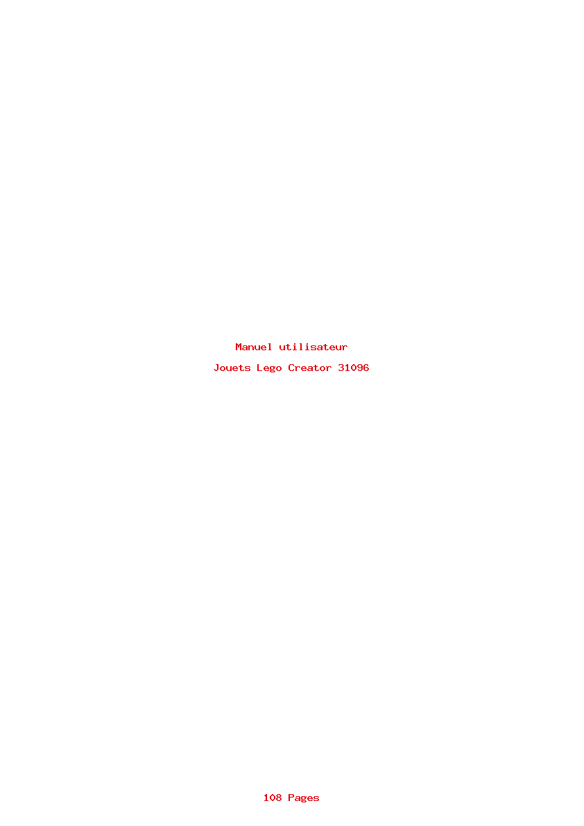 Page 1 de la notice Manuel utilisateur Lego Creator 31096
