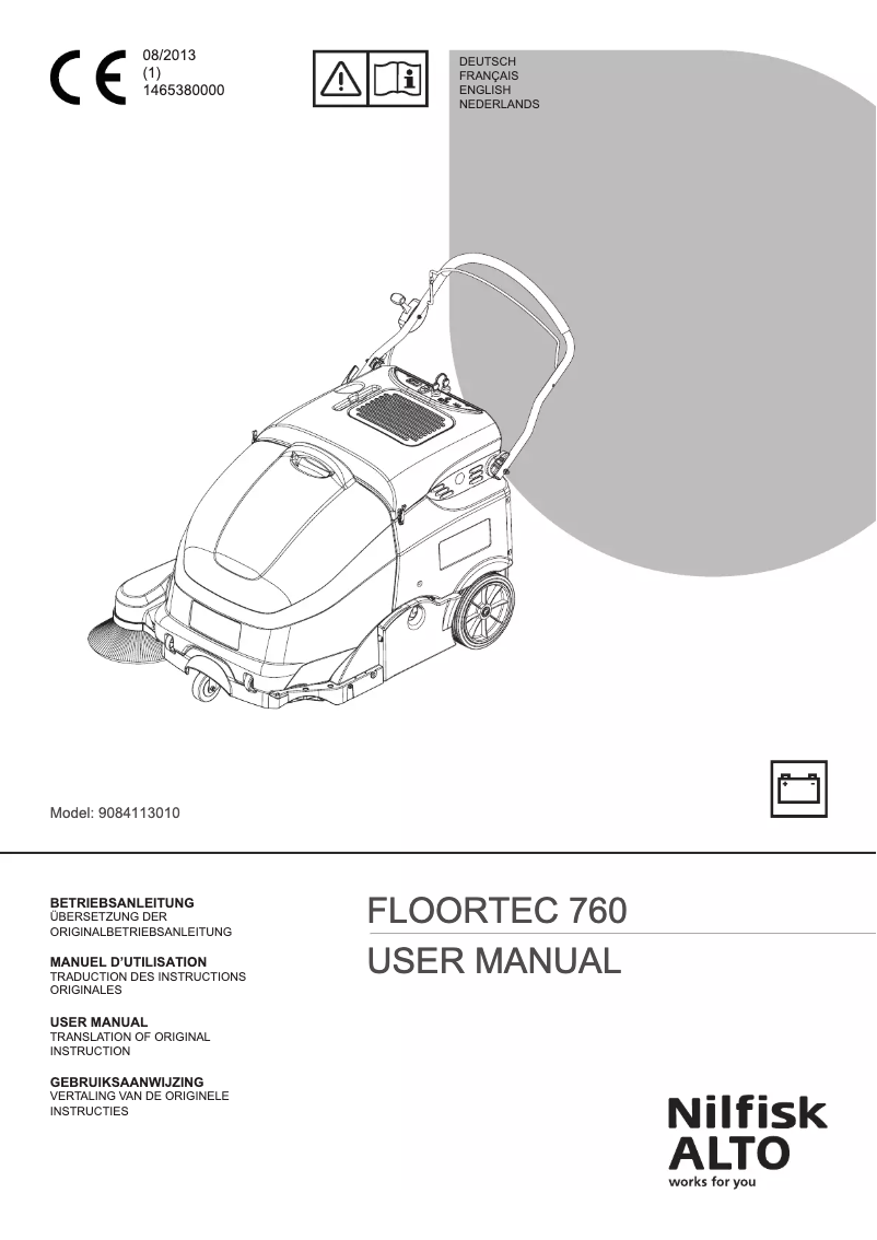 Page 1 of the manual User Manual Nilfisk-ALTO Floortec 760