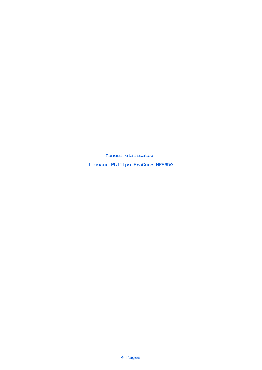 Page 1 de la notice Manuel utilisateur Philips ProCare HPS950